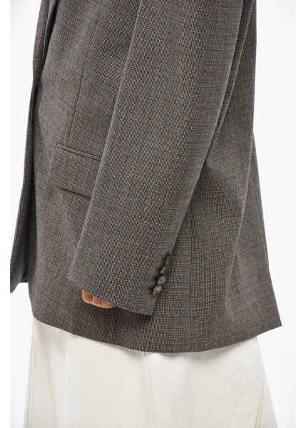 Sacouri Stella McCartney Hounstooth Patterned Oversized Fit Blazer With Padded Should Brown Femei (BM 19306241) 2