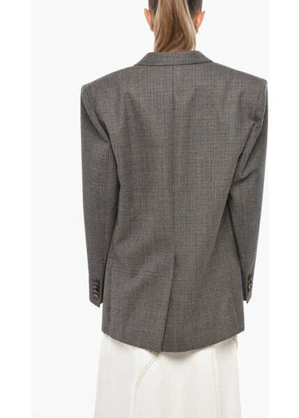 Sacouri Stella McCartney Hounstooth Patterned Oversized Fit Blazer With Padded Should Brown Femei (BM 19306241) 3