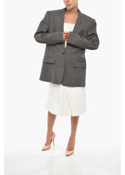 Sacouri Stella McCartney Hounstooth Patterned Oversized Fit Blazer With Padded Should Brown Femei (BM 19306241) 4