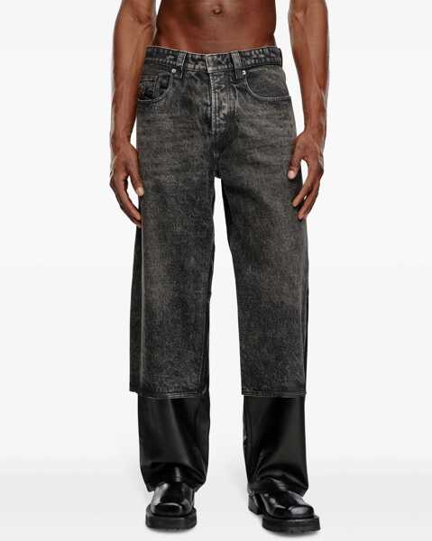 Pantaloni casual Diesel Red Tag Leather Bretch Pants With Denim Front Black Barbati (BM 19306247) 3