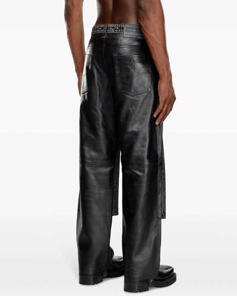 Pantaloni casual Diesel Red Tag Leather Bretch Pants With Denim Front Black Barbati (BM 19306247) 4
