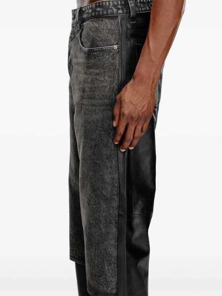 Pantaloni casual Diesel Red Tag Leather Bretch Pants With Denim Front Black Barbati (BM 19306247) 5