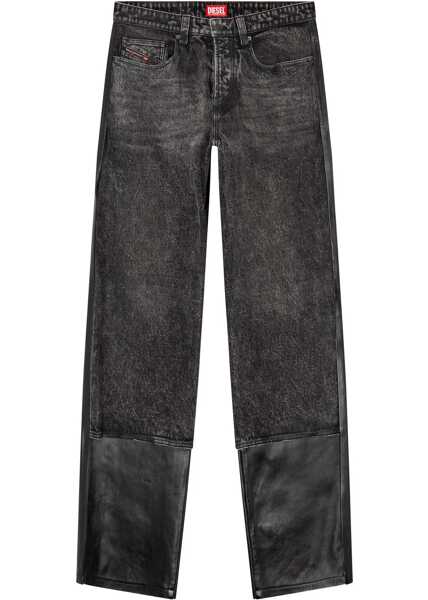 Pantaloni casual Diesel Red Tag Leather Bretch Pants With Denim Front Black Barbati (BM 19306247) 1