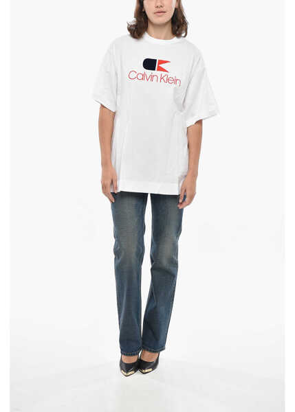 Tricouri Calvin Klein Oversized Fit Crew-Neck T-Shirt With Printed Logo White Femei (BM 19306253) 4