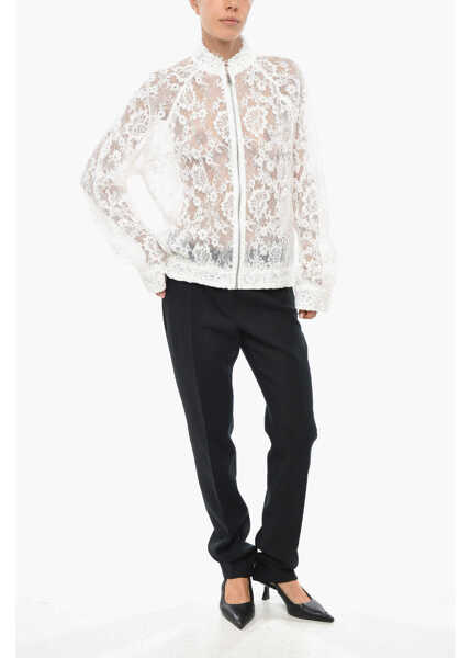 Bomber jacket Ermanno Scervino Lace Full Zip Bomber Jacket White Femei (BM 19306256) 4