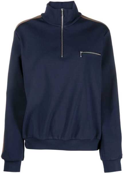 Bluze de trening Tory Burch Nylon Sweatshirt With Contrasting Side Band And Breast Pocke Blue Femei (BM 19306259) 1