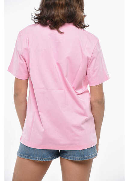 Tricouri MSGM Cotton Crew-Neck T-Shirt With Embroidery Logo Pink Femei (BM 19306262) 2