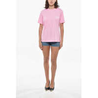 Tricouri MSGM Dama - Tricouri MSGM Cotton Crew-Neck T-Shirt With Embroidery Logo Pink Femei (BM 19306262) - B-mall.ro