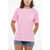 MSGM Cotton Crew-Neck T-Shirt With Embroidery Logo Pink