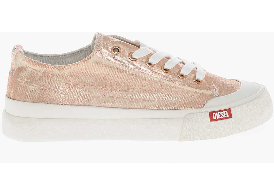 Sneakers Diesel Metallic Cotton S-Athos Low Top Sneakers Beige Femei (BM 19306265) 3