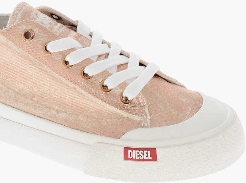 Sneakers Diesel Metallic Cotton S-Athos Low Top Sneakers Beige Femei (BM 19306265) 4