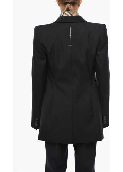 Sacouri Alexander McQueen Wool Oversized Blazer With Padded Shoulders Black Femei (BM 19306274) 3