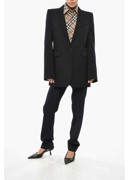 Sacouri Alexander McQueen Wool Oversized Blazer With Padded Shoulders Black Femei (BM 19306274) 4