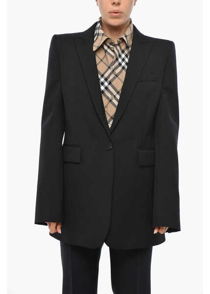 Sacouri Alexander McQueen Wool Oversized Blazer With Padded Shoulders Black Femei (BM 19306274) 1