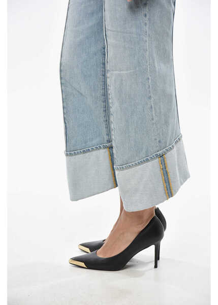 Blugi drepti Bottega Veneta Light Washed Cropped Fit Denims With Cuffs Light Blue Femei (BM 19306283) 3