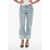 Bottega Veneta Light Washed Cropped Fit Denims With Cuffs Light Blue