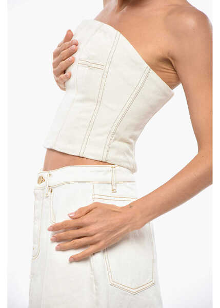 Bluze AMIRI Denim Tube Top With Back Zip White Femei (BM 19306292) 2