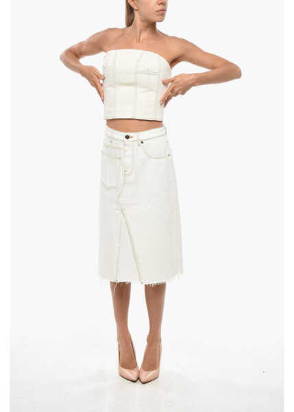 Bluze AMIRI Denim Tube Top With Back Zip White Femei (BM 19306292) 4