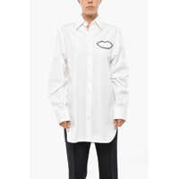 Camasi casual Popeline Cotton Shirt With Rhinestoned Detail Femei