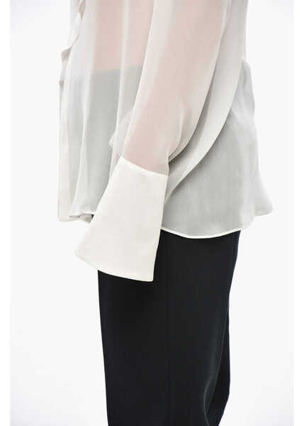 Bluze SA SU PHI Tie Neck Georgette Silk Chiffon Blouse White Femei (BM 19306313) 2