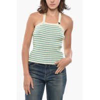 Bluze Halterneck Knitted Cotton Top With Awning Motif Femei