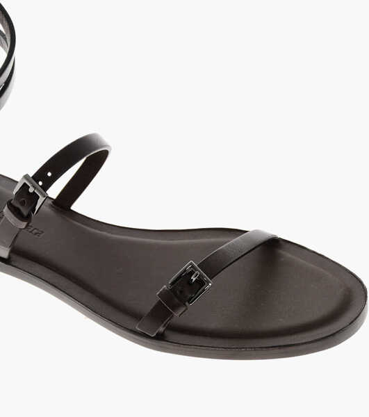 Sandale fara toc Max Mara Leather Eveg Gladiator Sandals With Buckle And Zip Brown Femei (BM 19306511) 4