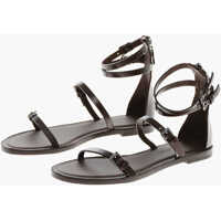 Sandale fara toc Leather Eveg Gladiator Sandals With Buckle And Zip Femei