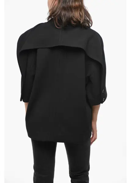 Bluze Bottega Veneta Wool Top With 3/4 Sleeves And Draped Design Black Femei (BM 19306514) 2