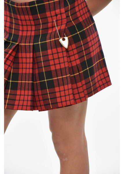 Fuste scurte Alexander McQueen Tartan Patterned Wrap Miniskirt With Accordion Design Red Femei (BM 19306529) 3