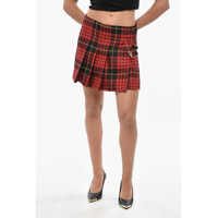 Fuste scurte Tartan Patterned Wrap Miniskirt With Accordion Design Femei