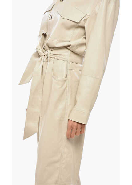 Rochii lungi Nanushka Faux Leather Ashton Jumpsuit With Belt Beige Femei (BM 19306547) 2