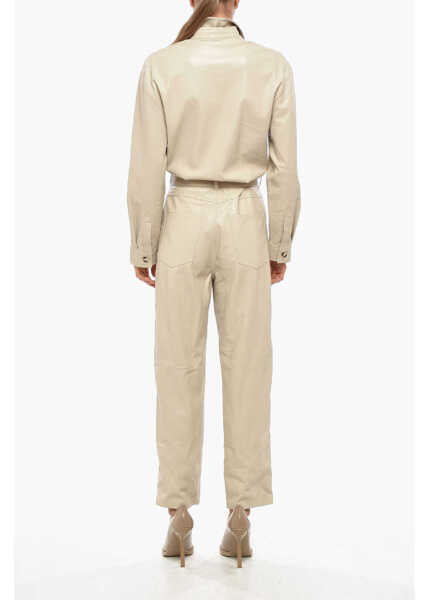 Rochii lungi Nanushka Faux Leather Ashton Jumpsuit With Belt Beige Femei (BM 19306547) 3