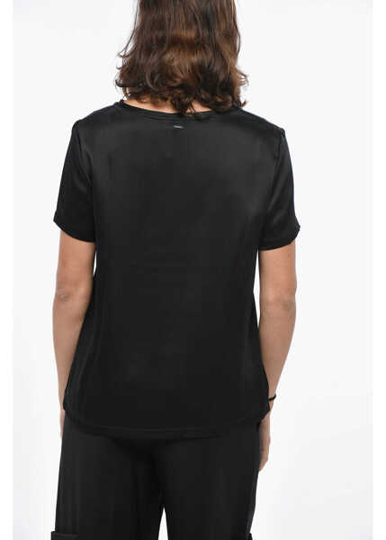 Bluze Max Mara S Max Mara Short-Sleeved Rebecca Satin Top Black Femei (BM 19306550) 2