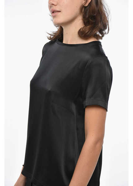 Bluze Max Mara S Max Mara Short-Sleeved Rebecca Satin Top Black Femei (BM 19306550) 3