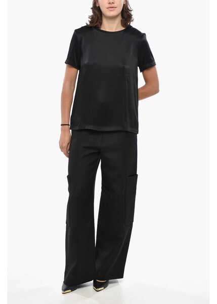 Bluze Max Mara S Max Mara Short-Sleeved Rebecca Satin Top Black Femei (BM 19306550) 4