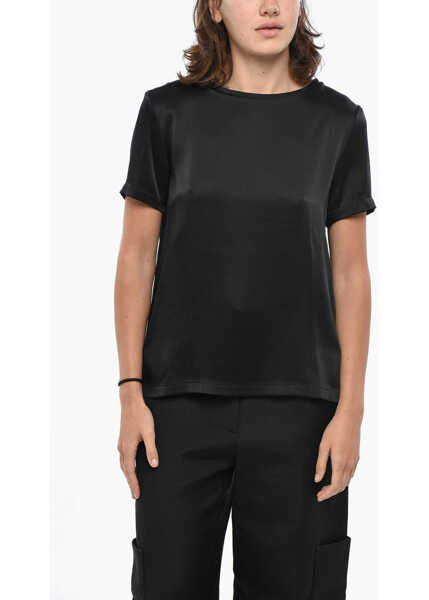 Bluze Max Mara S Max Mara Short-Sleeved Rebecca Satin Top Black Femei (BM 19306550) 1