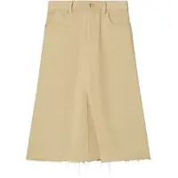 Fuste casual Denim Midi Skirt With Frayed Hem Femei