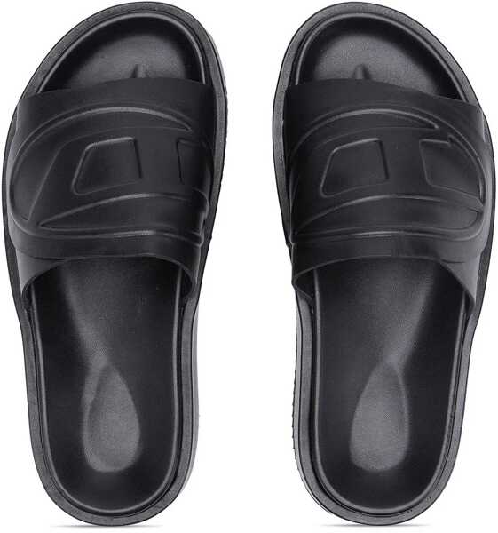 Sandale fara toc Diesel Rubberd Sa-Slide D Oval Slides With Ton On Ton Monogram Black Fete (BM 19306562) 4