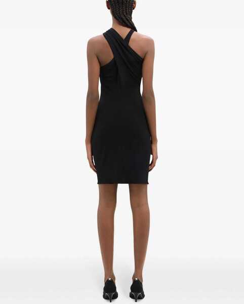 Rochii scurte COURRGES Stretch Viscose Asymmetric Dress Black Femei (BM 19306565) 4