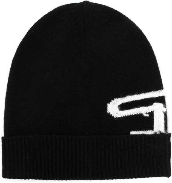 Caciuli Diesel Wool K-Peel Beanie With Contrast Monogram Black Fete (BM 19306568) 1