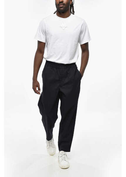 Pantaloni casual Comme des Garons Shirt Solid Color Wool Pants With Elastic Waistband Blue Barbati (BM 19306577) 4