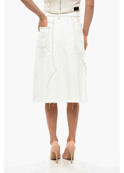 Fuste casual Tory Burch Denim A-Line Skirt With Deconstructured Design White Femei (BM 19306580) 3