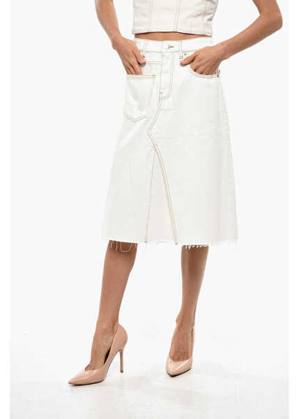 Fuste casual Tory Burch Denim A-Line Skirt With Deconstructured Design White Femei (BM 19306580) 1