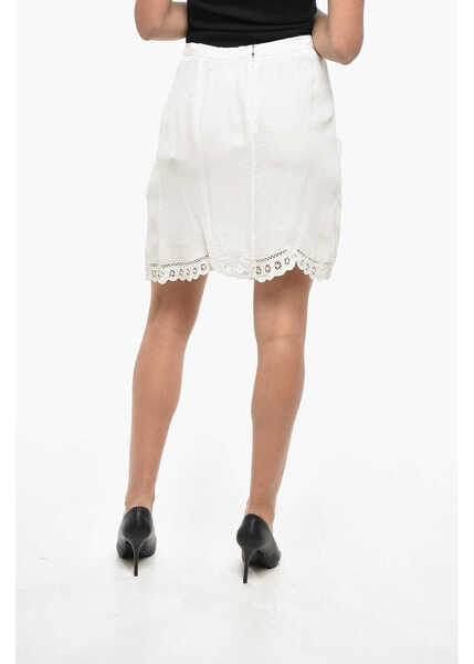 Fuste scurte Isabel Marant Etoile Over The Knee Francesca Skirt With Broidarie Anglaise White Femei (BM 19306583) 2