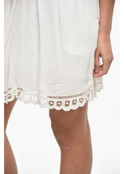 Fuste scurte Isabel Marant Etoile Over The Knee Francesca Skirt With Broidarie Anglaise White Femei (BM 19306583) 3