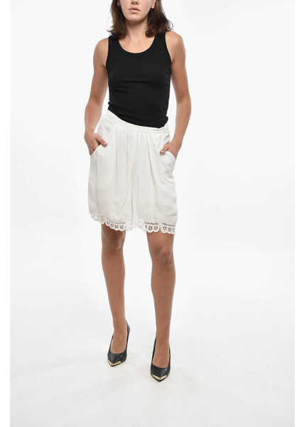 Fuste scurte Isabel Marant Etoile Over The Knee Francesca Skirt With Broidarie Anglaise White Femei (BM 19306583) 4