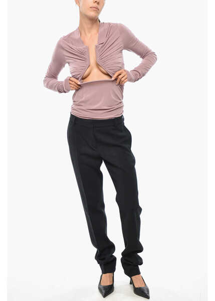 Bluze Rick Owens Lido Long-Sleeved Top With Front Rigid Detail Pink Femei (BM 19306598) 4