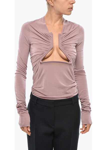 Bluze Rick Owens Lido Long-Sleeved Top With Front Rigid Detail Pink Femei (BM 19306598) 1