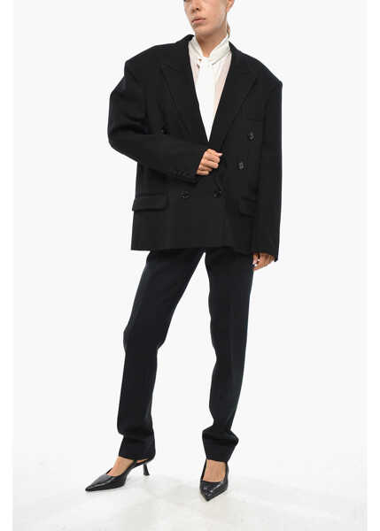 Sacouri Isabel Marant Double-Breasted Klero Twill Wool Blazer Black Femei (BM 19306601) 4