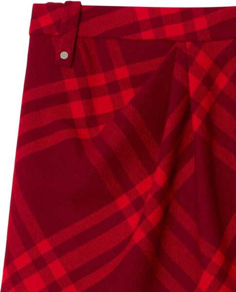 Fuste scurte Burberry Virgin Wool Wrap Miniskirt With Tartan Pattern Red Femei (BM 19306625) 2